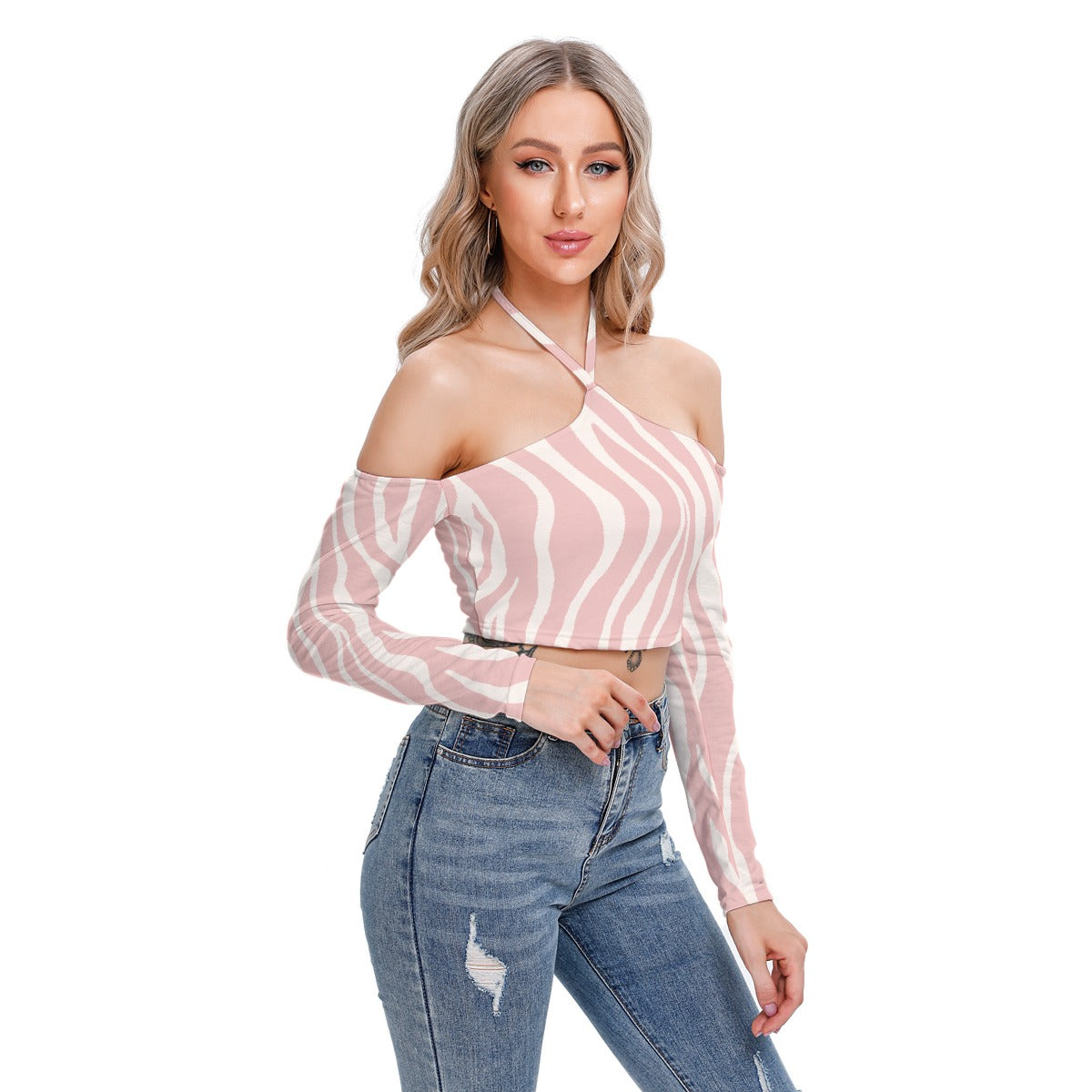 All-Over Print Women's Halter Lace-up Top