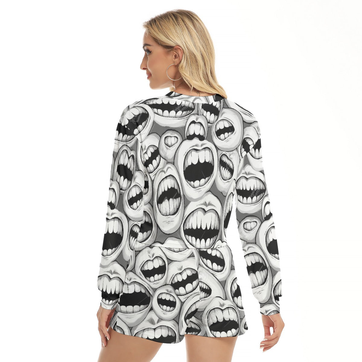 All-Over Print Women's Short Sweatshirt And Pants Suit