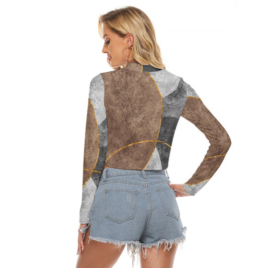 All-Over Print Women's Hollow Chest Keyhole Tight Crop Top