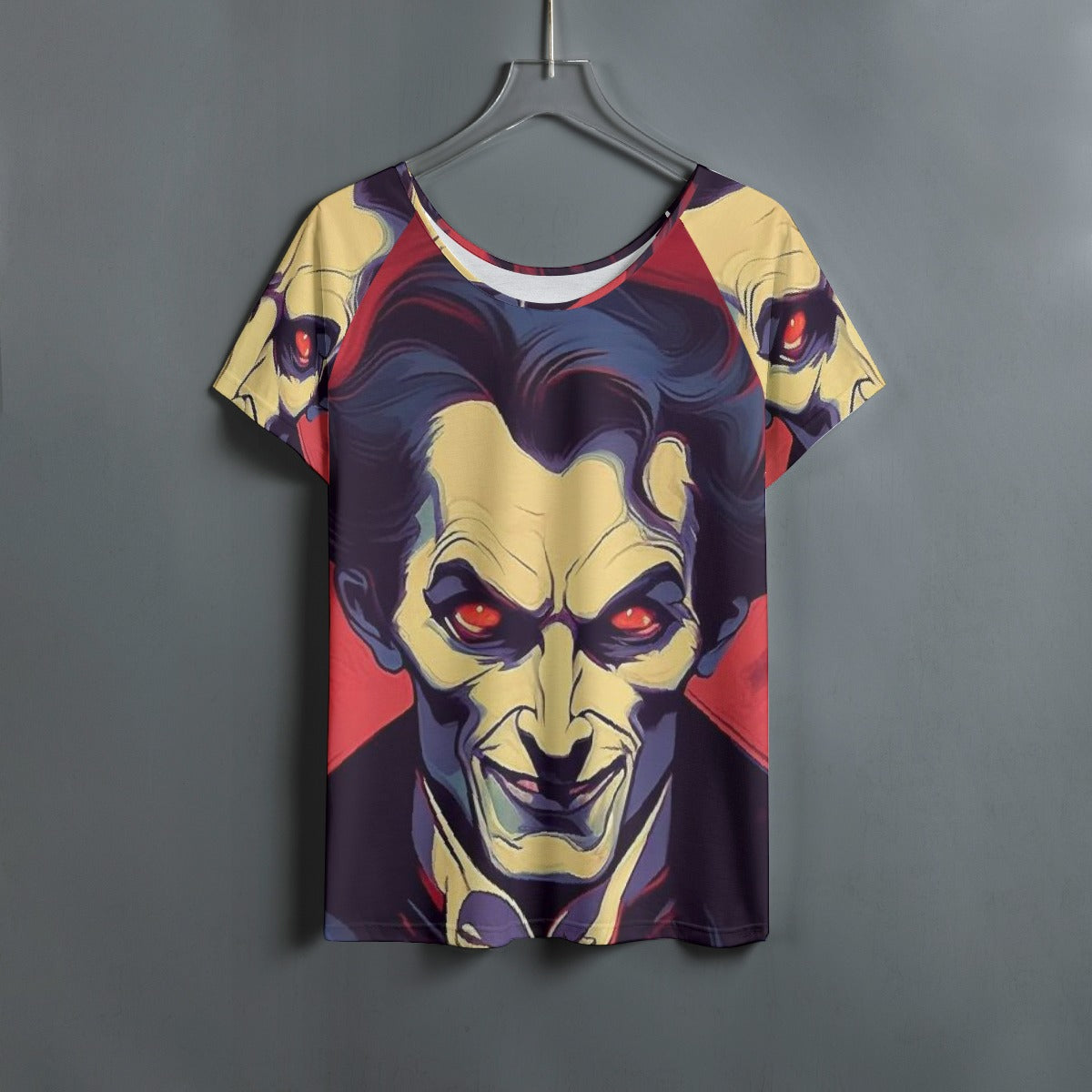 All-Over Print Women's Round Neck T-shirt With Raglan Sleeve