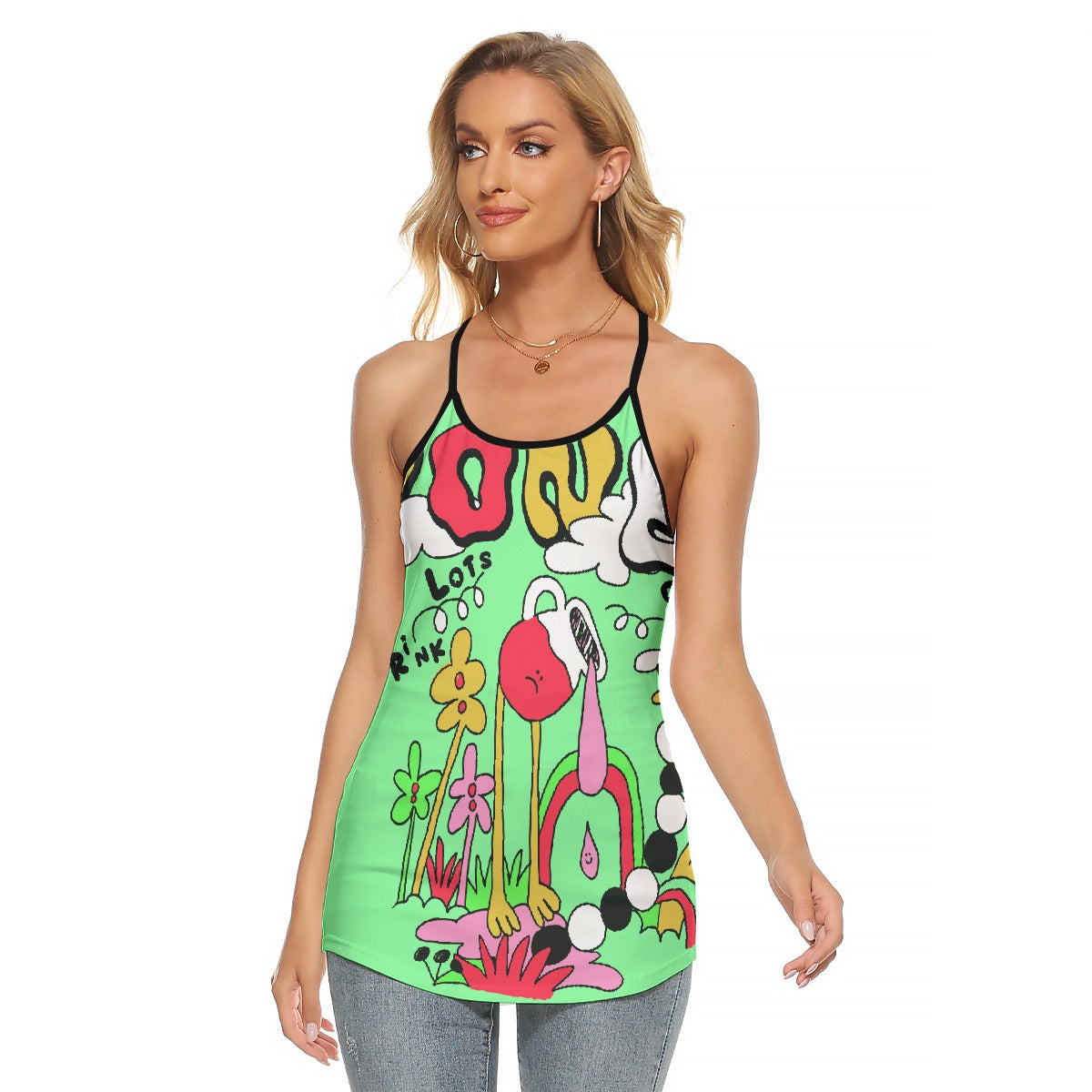 All-Over Print Women's Criss-Cross Open Back Tank Top