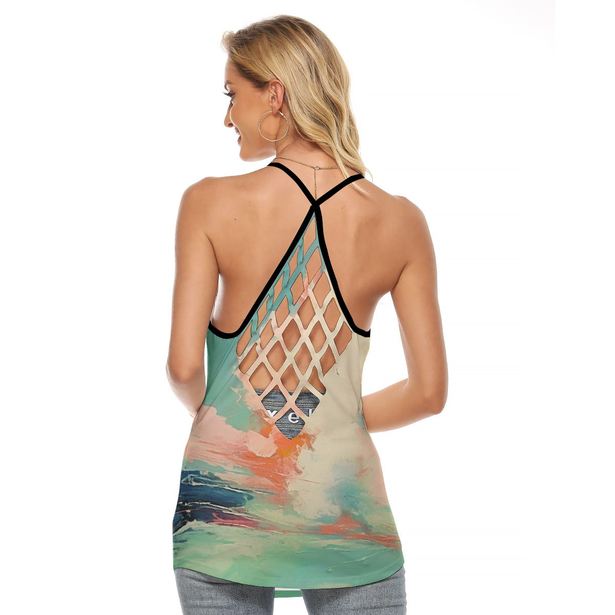 All-Over Print Women's Criss-Cross Open Back Tank Top