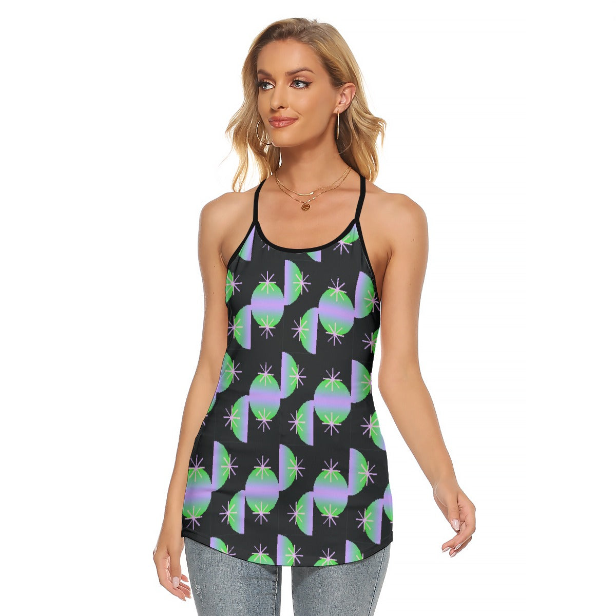 All-Over Print Women's Criss-Cross Open Back Tank Top