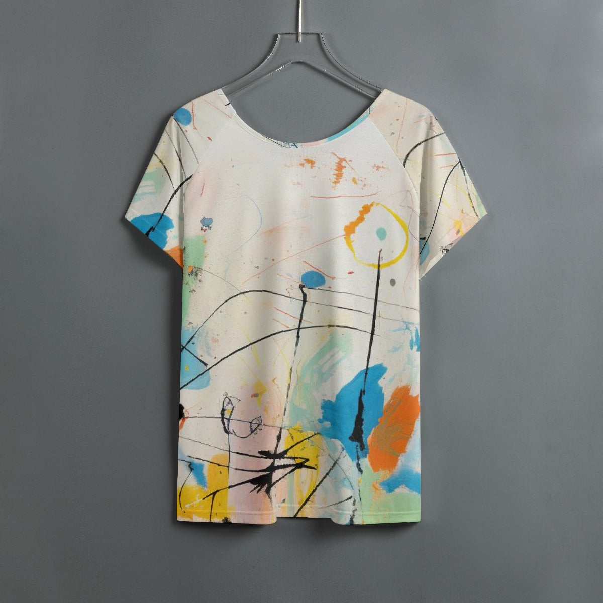 All-Over Print Women's Round Neck T-shirt With Raglan Sleeve