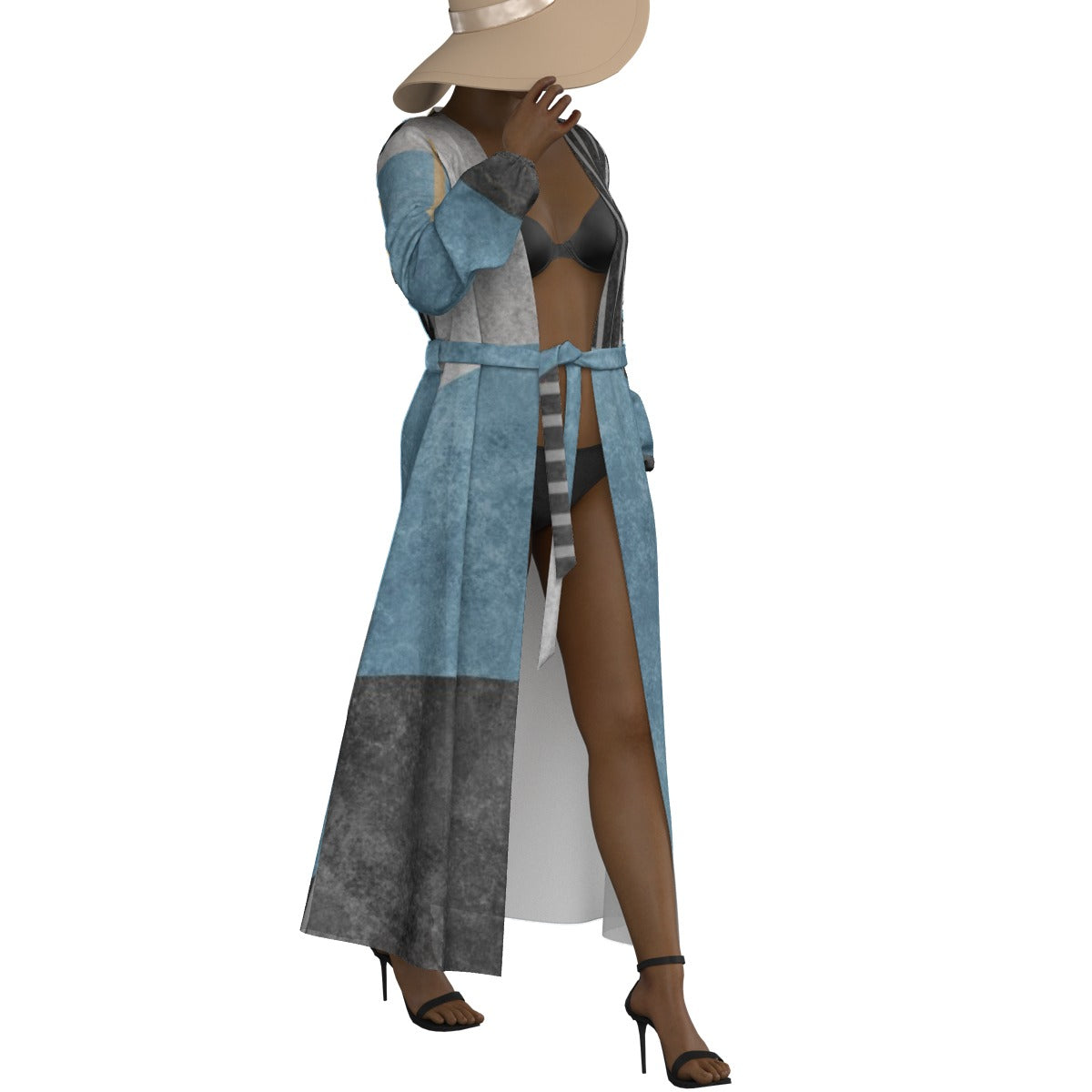 All-Over Print Women's Lace-up Chiffon Robe