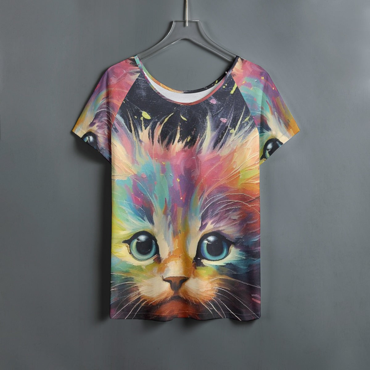 All-Over Print Women's Round Neck T-shirt With Raglan Sleeve