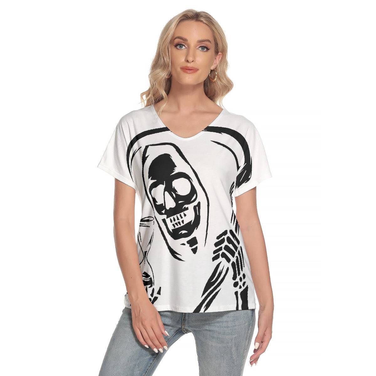 All-Over Print Women's Loose V-neck Short Sleeve T-shirt