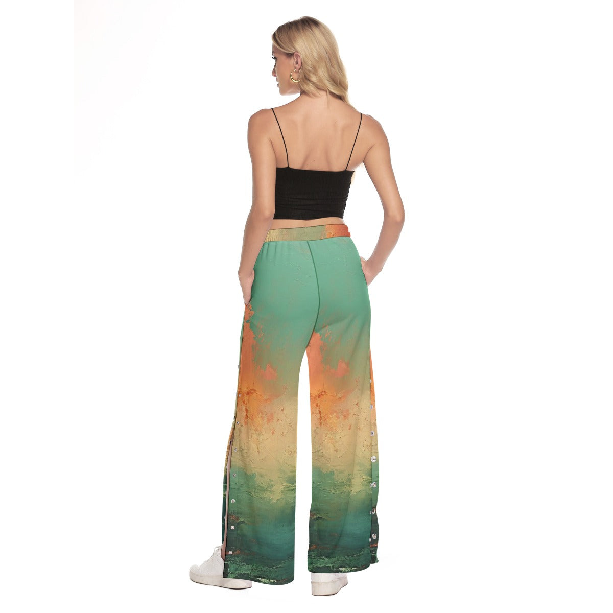 All-Over Print Women's Side Slit Snap Button Trousers