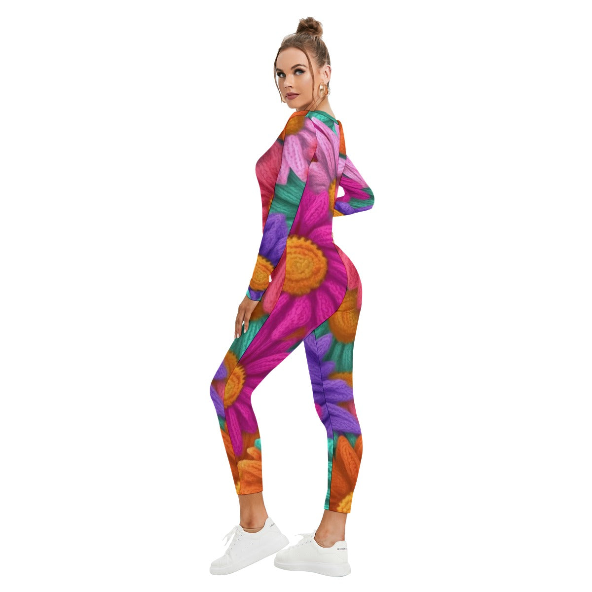 All-Over Print Women's Plunging Neck Jumpsuit