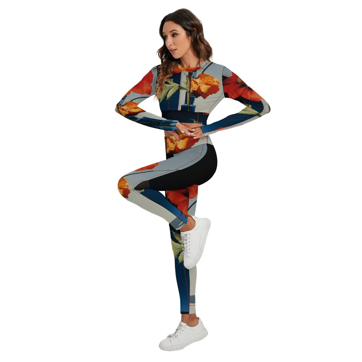 All-Over Print Women's Sport Set With Backless Top And Leggings