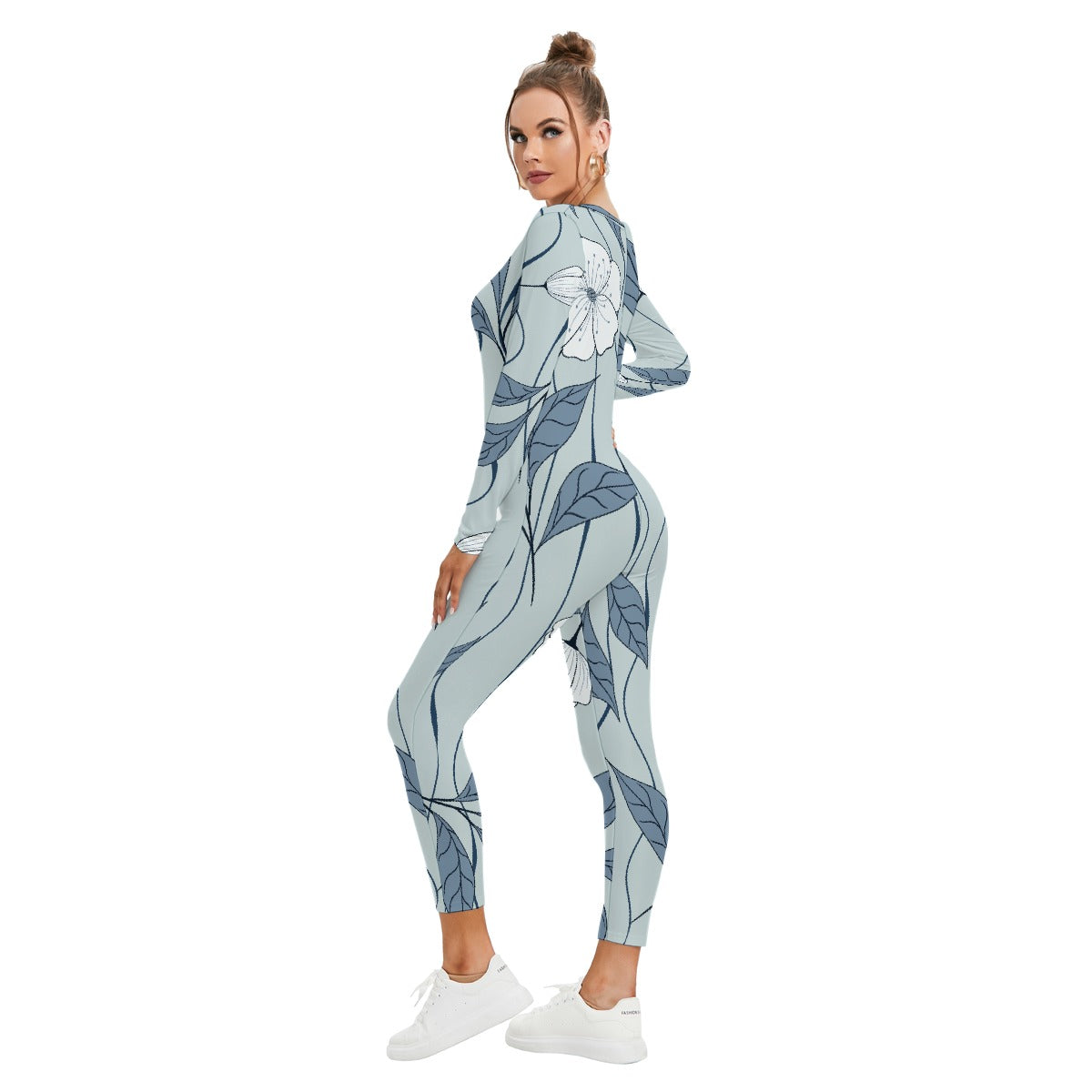 All-Over Print Women's Plunging Neck Jumpsuit