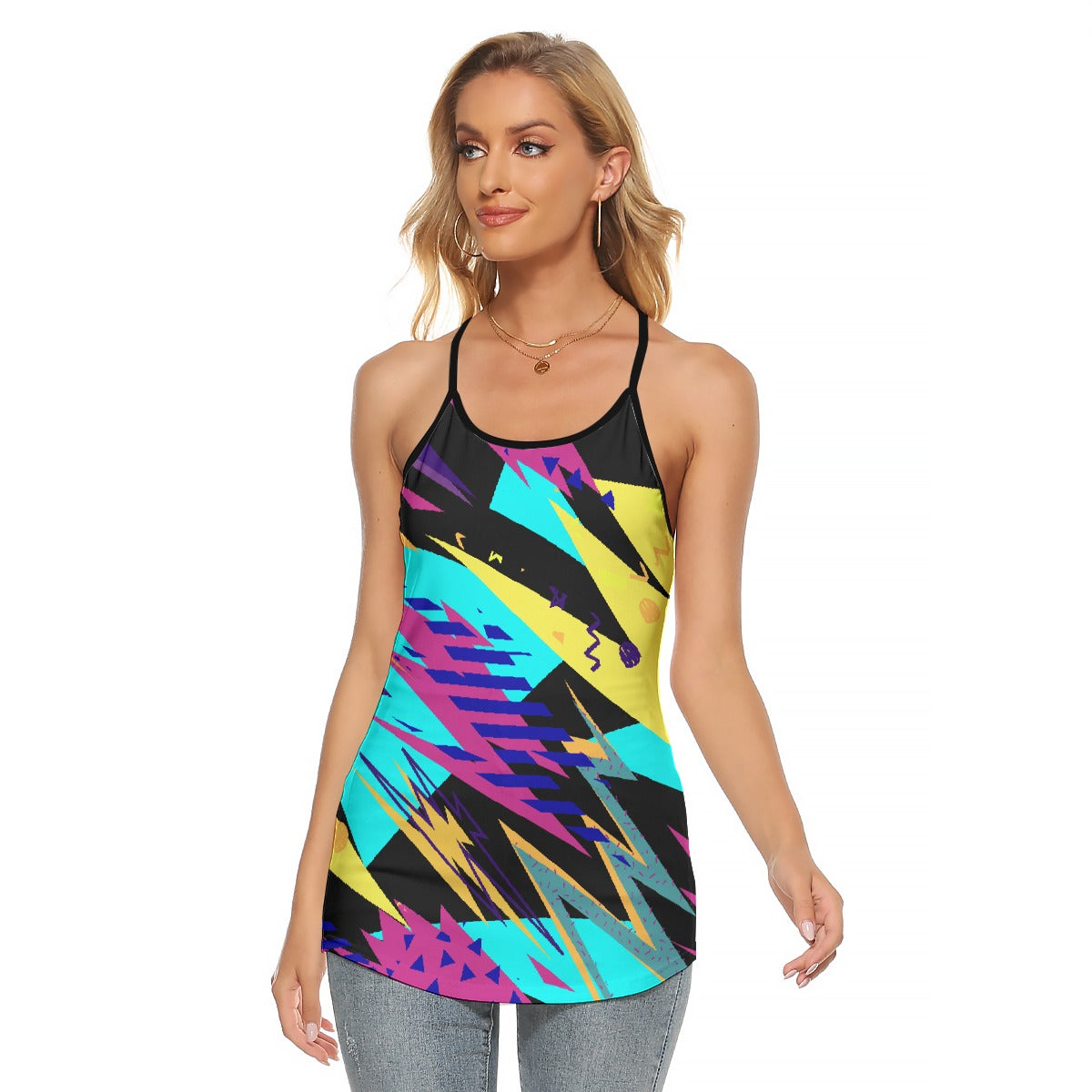 All-Over Print Women's Criss-Cross Open Back Tank Top