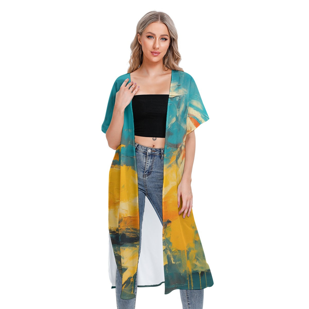 All-Over Print Women's Short Sleeve Cardigan