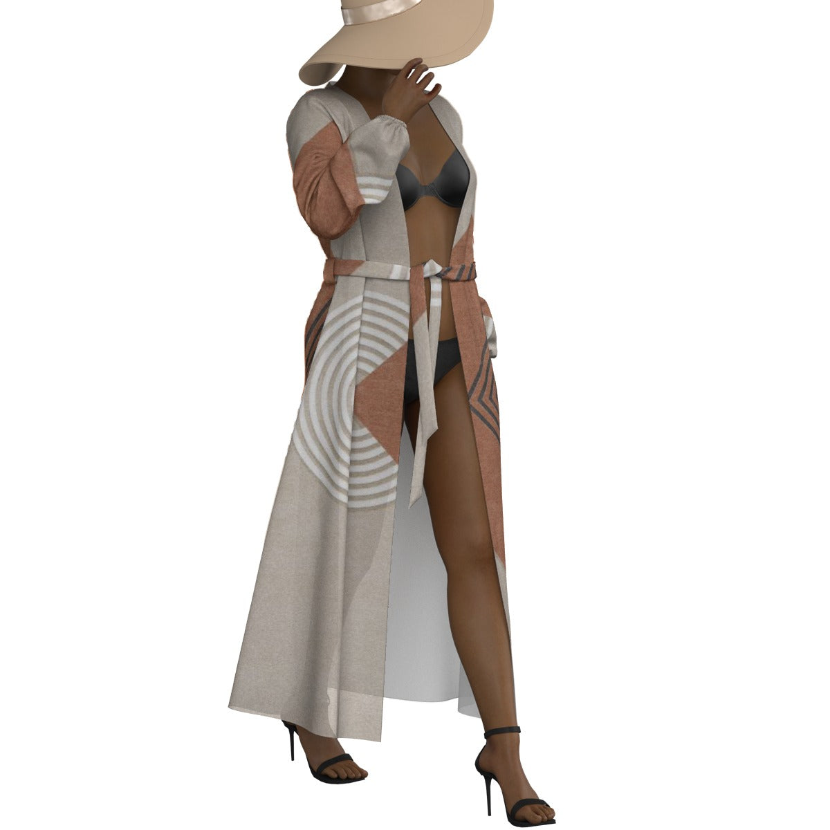 All-Over Print Women's Lace-up Chiffon Robe