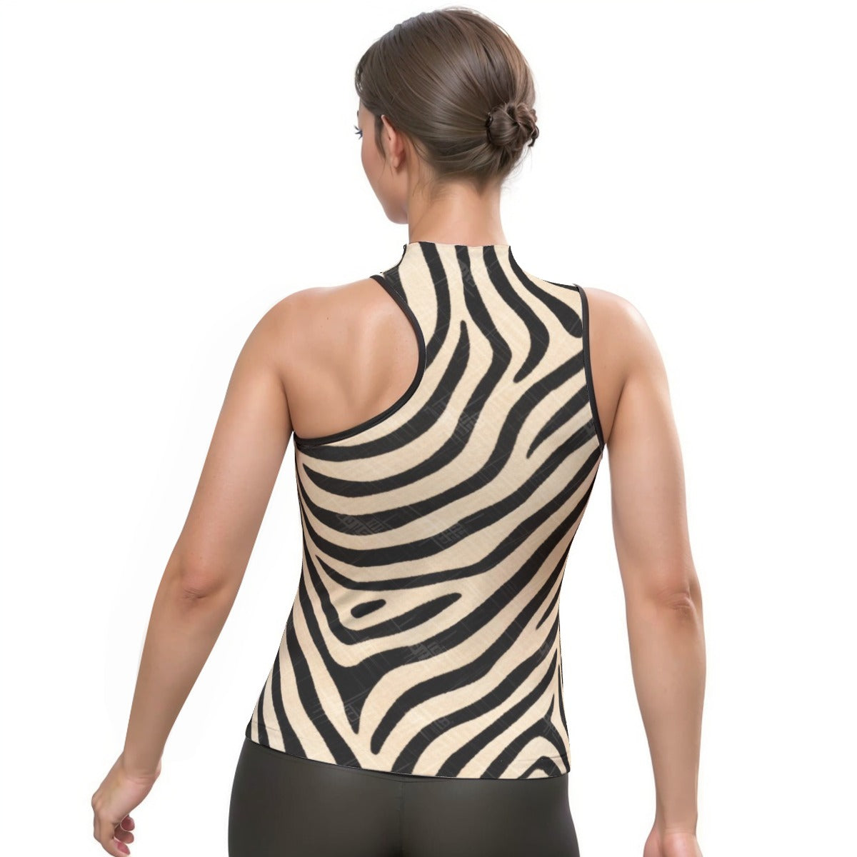 All-Over Print Women's Halter Sleeveless Asymmetrical Tank Top