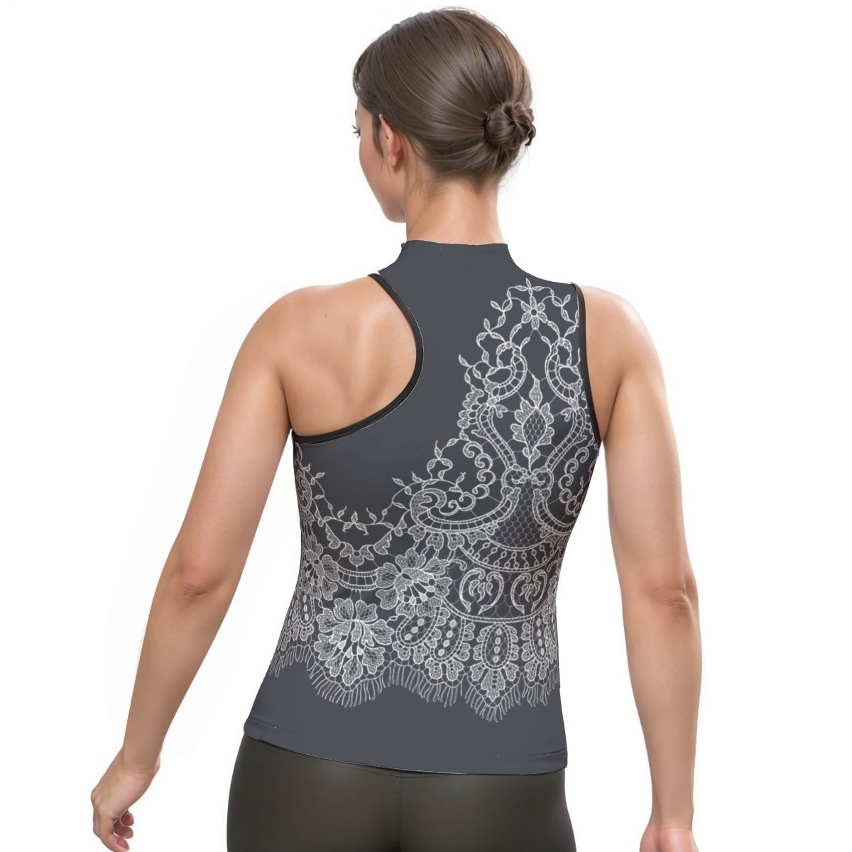 All-Over Print Women's Halter Sleeveless Asymmetrical Tank Top