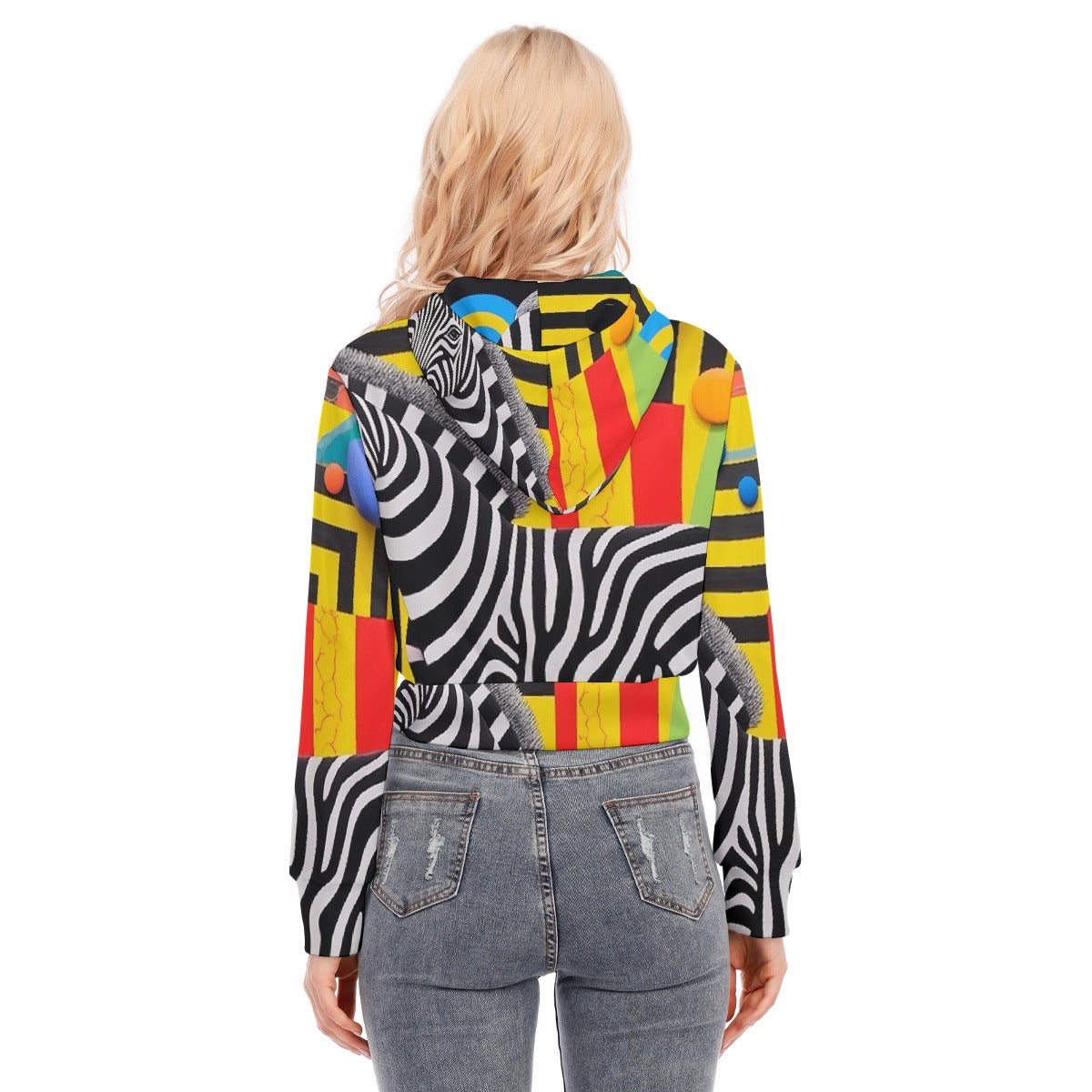 All-Over Print Women's Crop Top Hoodie With Zipper Closure