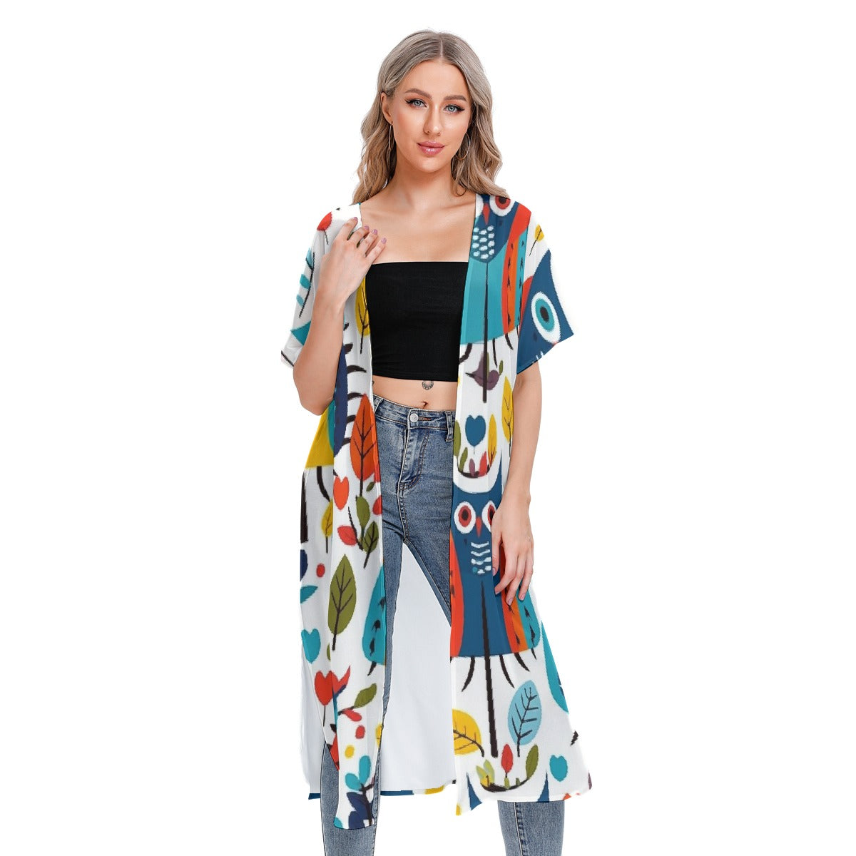 All-Over Print Women's Short Sleeve Cardigan