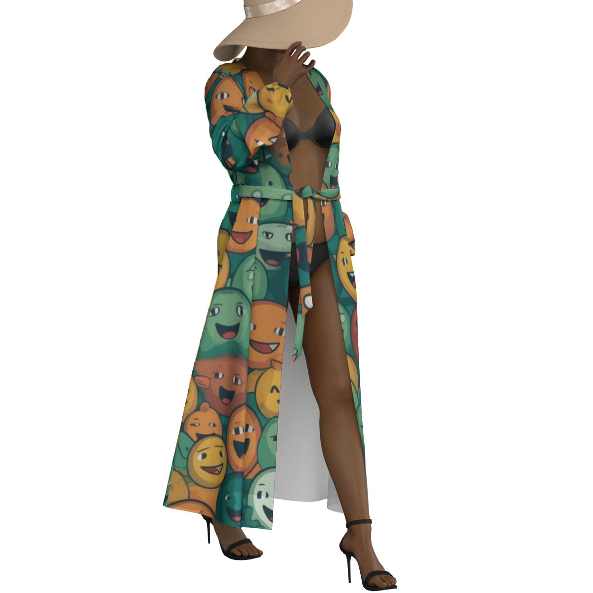 All-Over Print Women's Lace-up Chiffon Robe