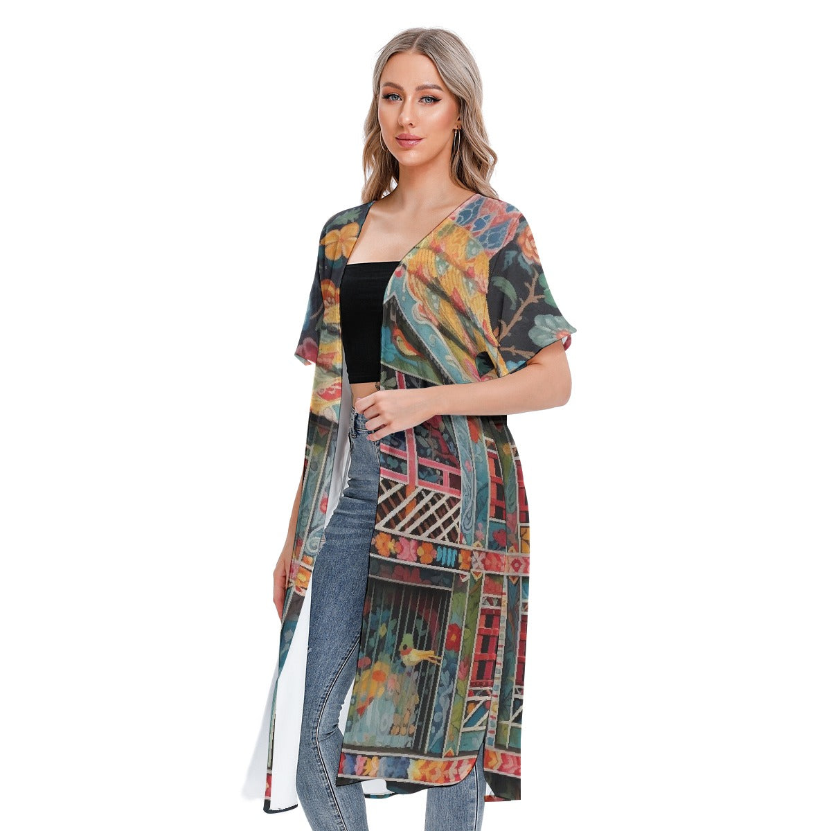 All-Over Print Women's Short Sleeve Cardigan