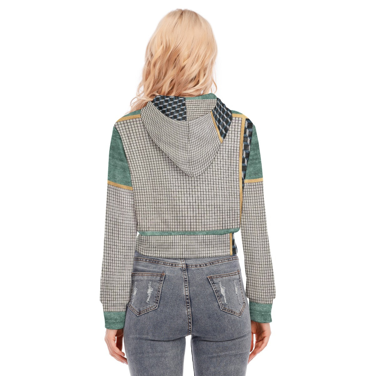All-Over Print Women's Crop Top Hoodie With Zipper Closure