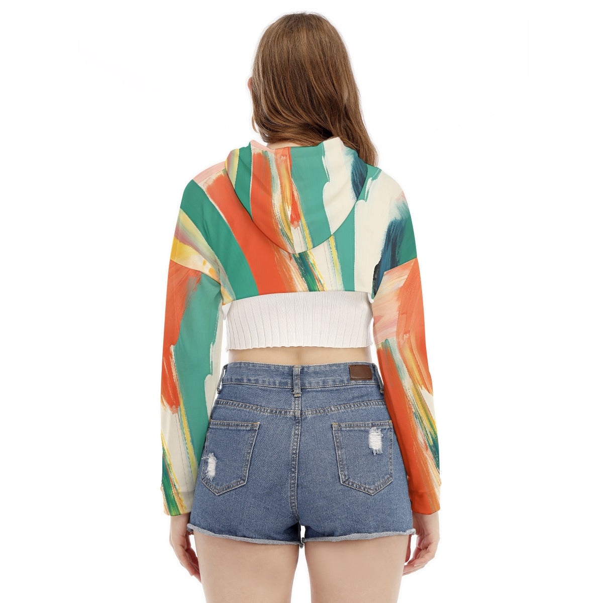 All-Over Print Women's Smock Short Hoodie With Long Sleeve