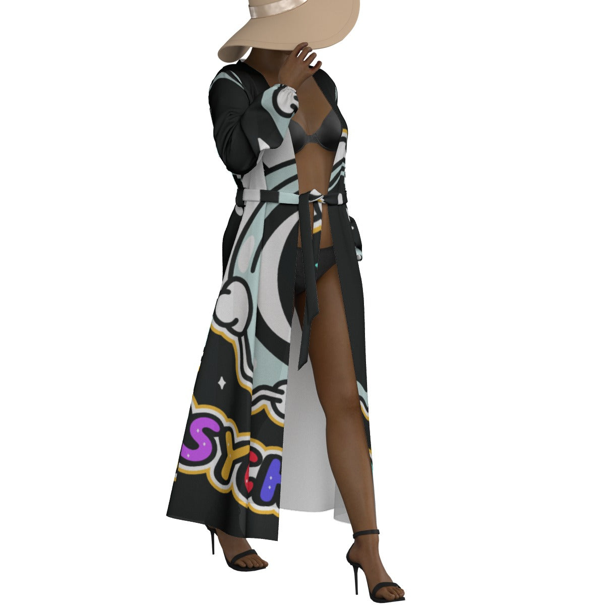 All-Over Print Women's Lace-up Chiffon Robe