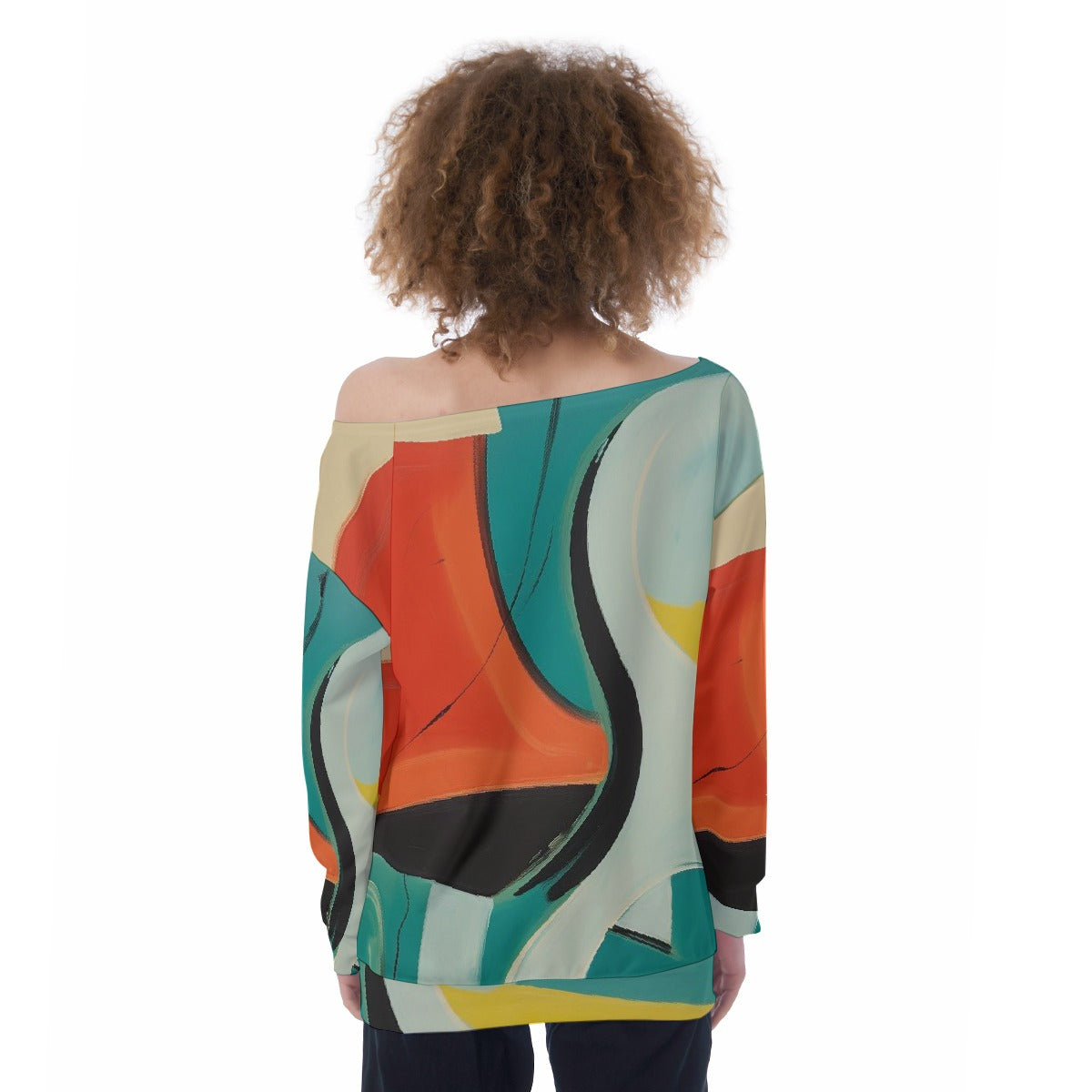 All-Over Print Oversized Women's Off-Shoulder Sweatshirt