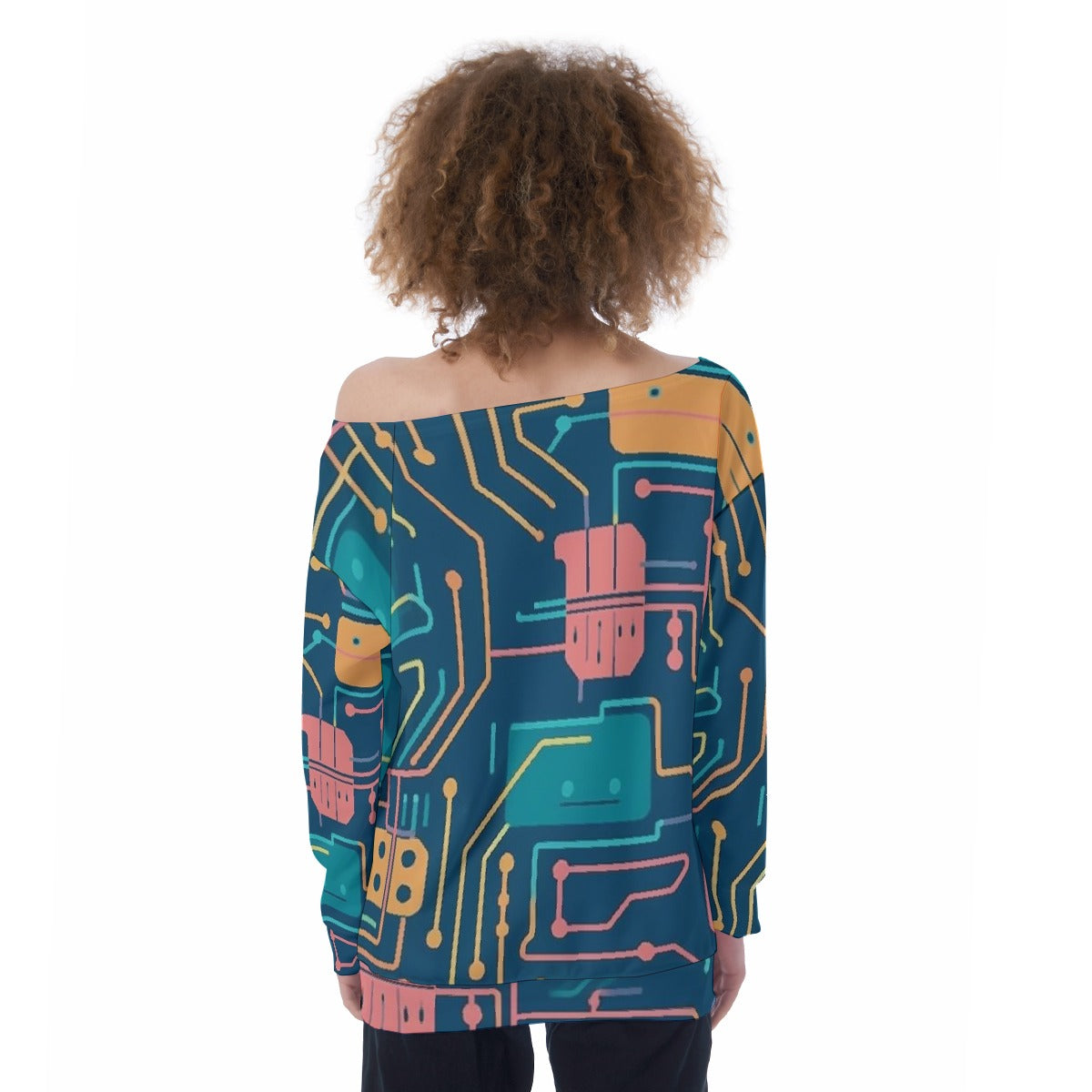 All-Over Print Oversized Women's Off-Shoulder Sweatshirt