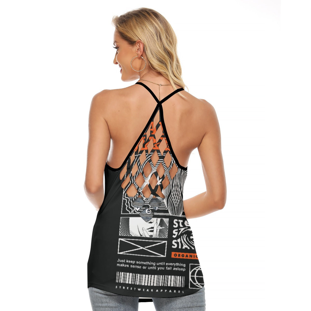 All-Over Print Women's Criss-Cross Open Back Tank Top