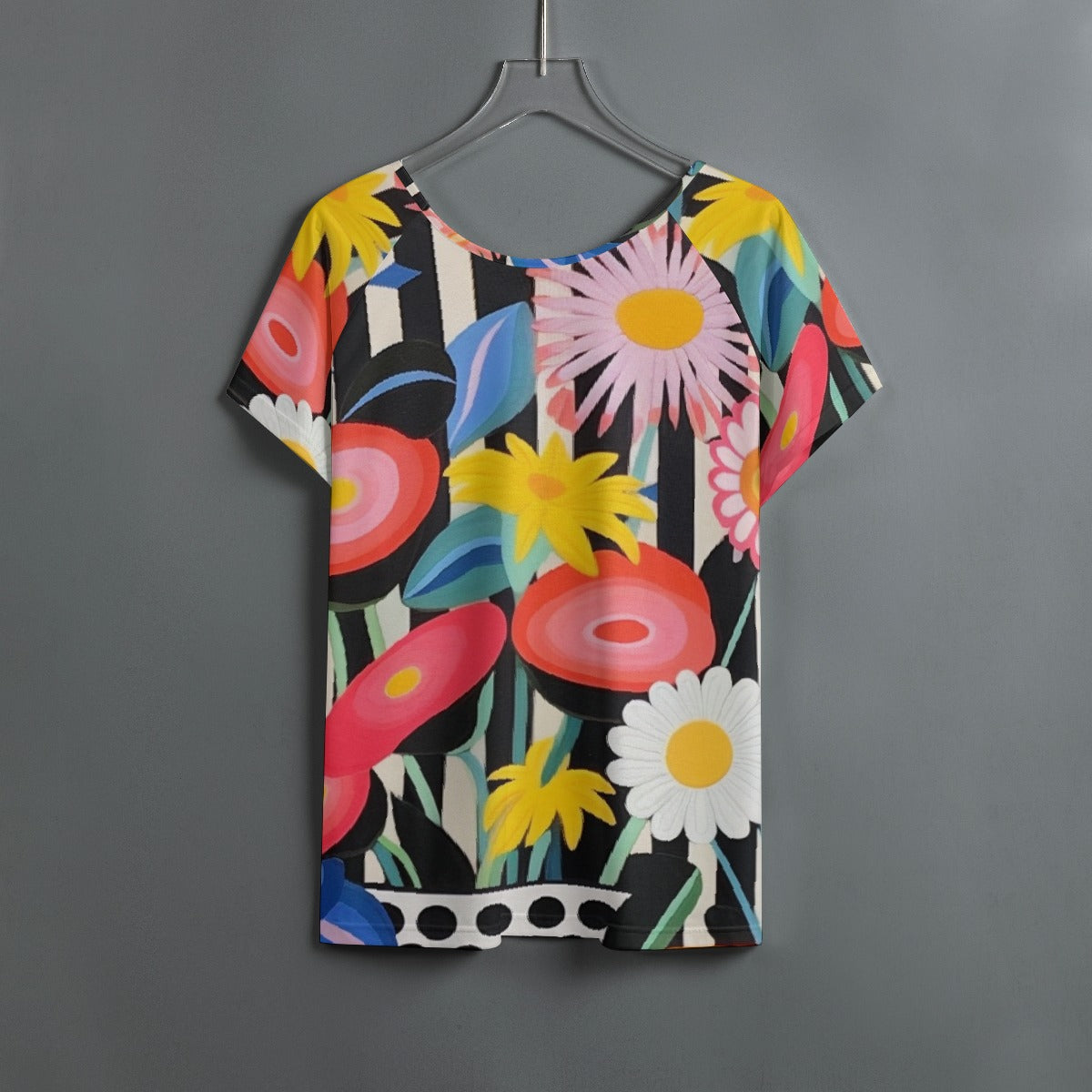 All-Over Print Women's Round Neck T-shirt With Raglan Sleeve