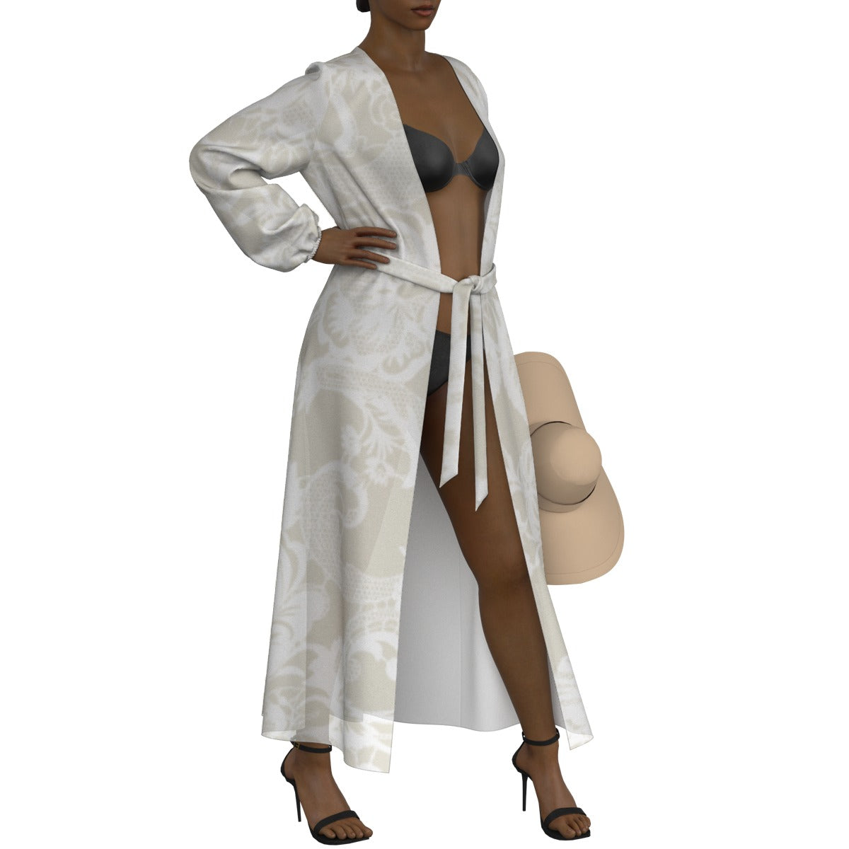 All-Over Print Women's Lace-up Chiffon Robe