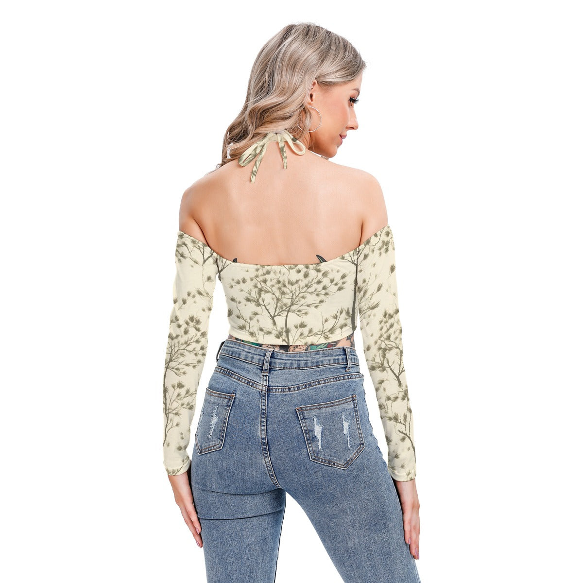 All-Over Print Women's Halter Lace-up Top