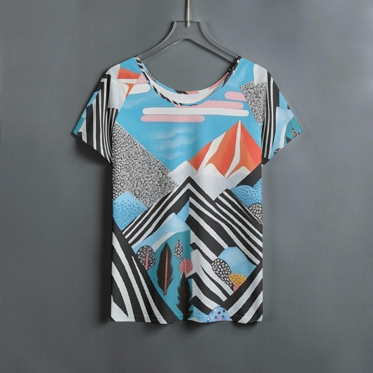 All-Over Print Women's Round Neck T-shirt With Raglan Sleeve