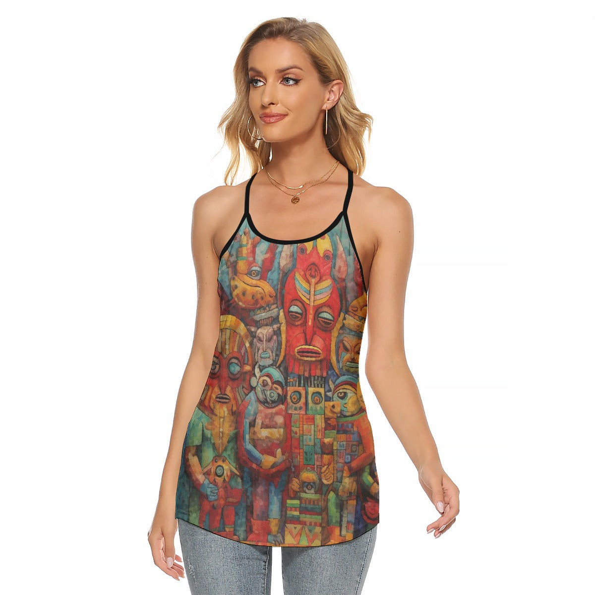 All-Over Print Women's Criss-Cross Open Back Tank Top