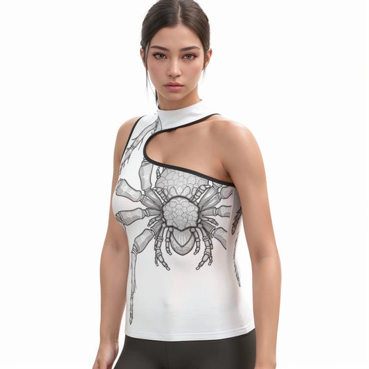 All-Over Print Women's Halter Sleeveless Asymmetrical Tank Top