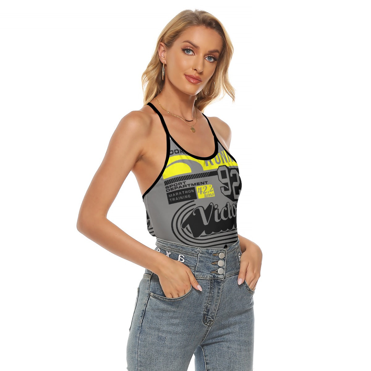 All-Over Print Women's Criss-Cross Open Back Tank Top