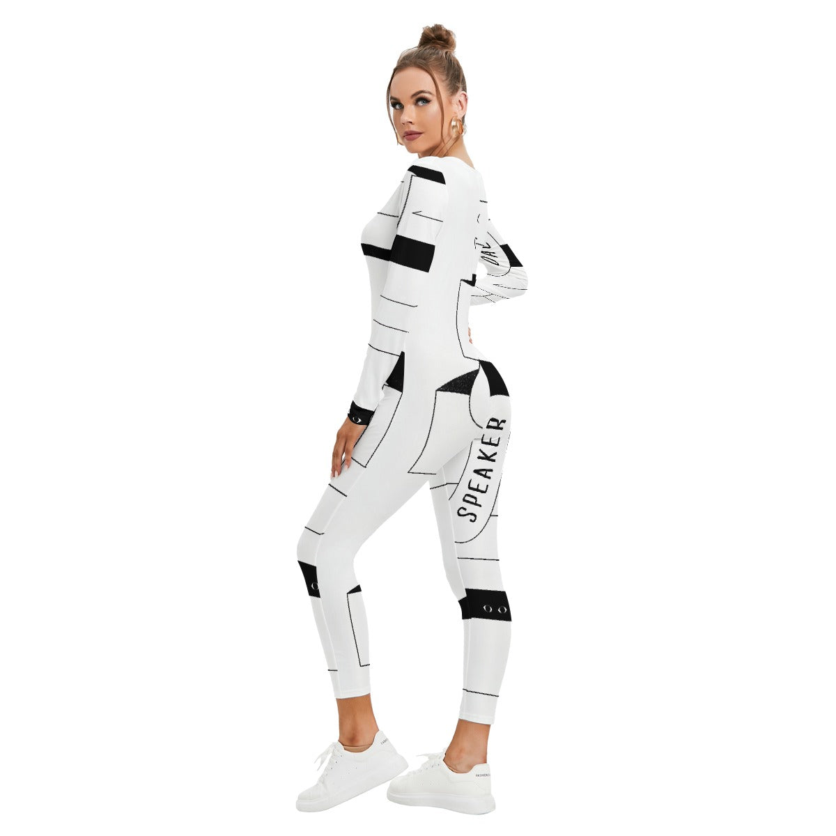 All-Over Print Women's Plunging Neck Jumpsuit