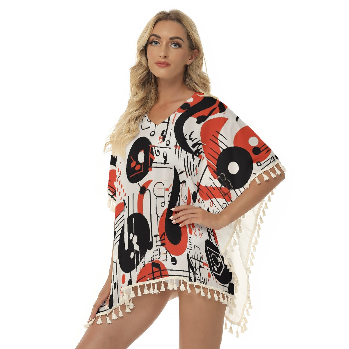 All-Over Print Women's Square Fringed Shawl