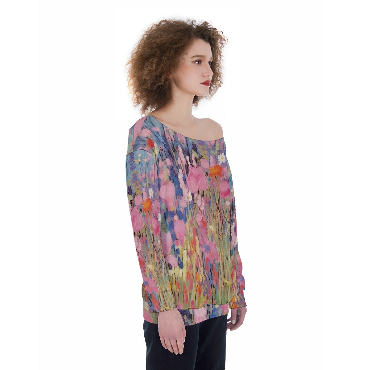 All-Over Print Oversized Women's Off-Shoulder Sweatshirt