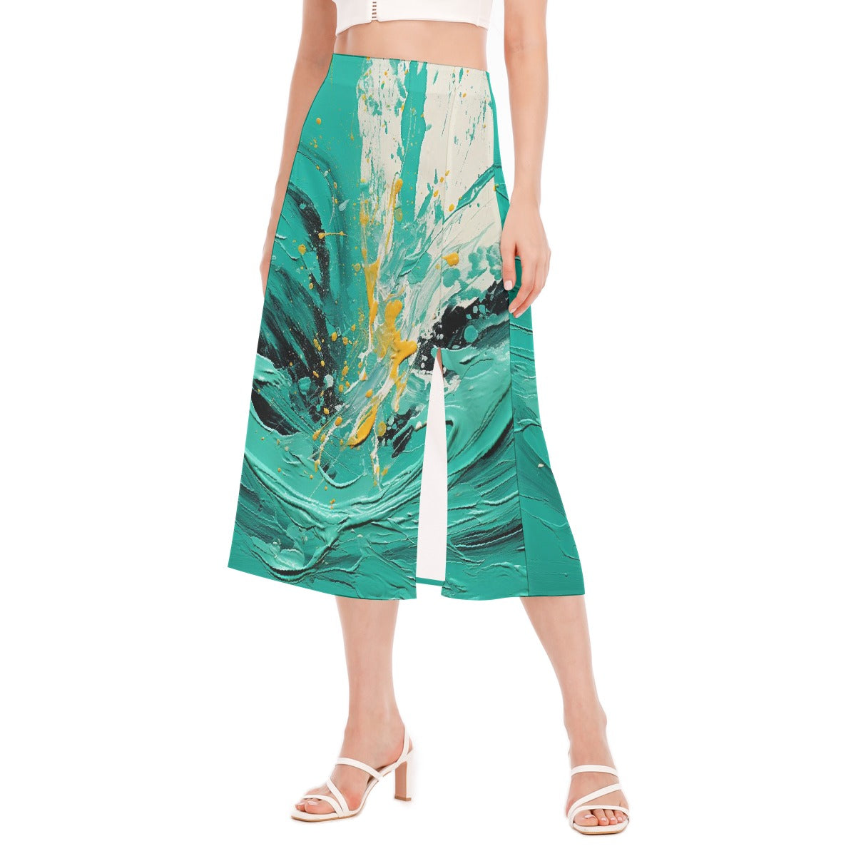 All-Over Print Women's High Slit Long Skirt