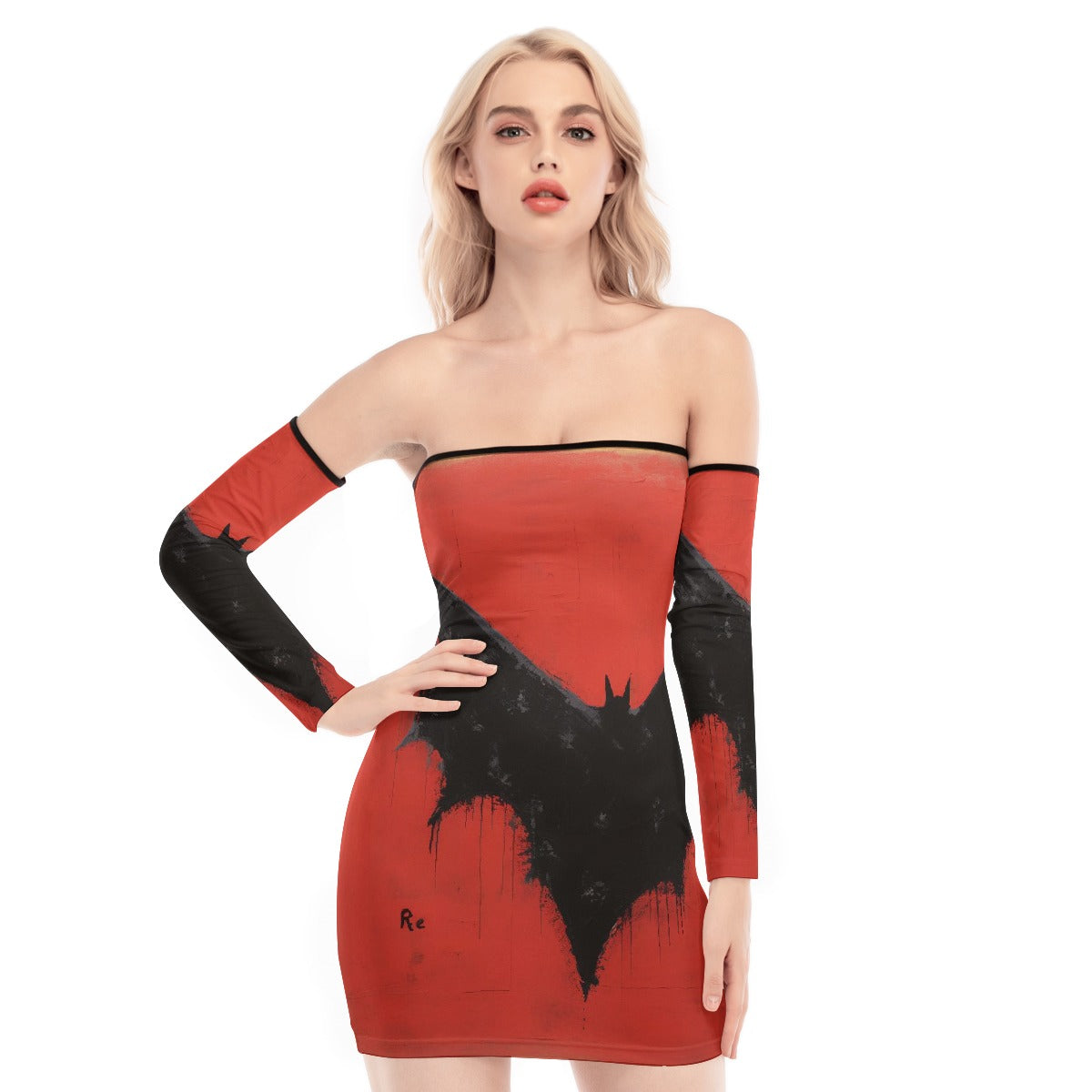 All-Over Print Women's Off-shoulder Back Lace-up Dress