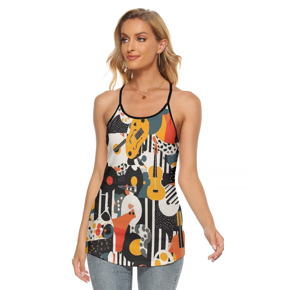 All-Over Print Women's Criss-Cross Open Back Tank Top