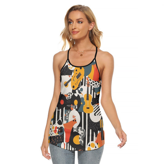 All-Over Print Women's Criss-Cross Open Back Tank Top