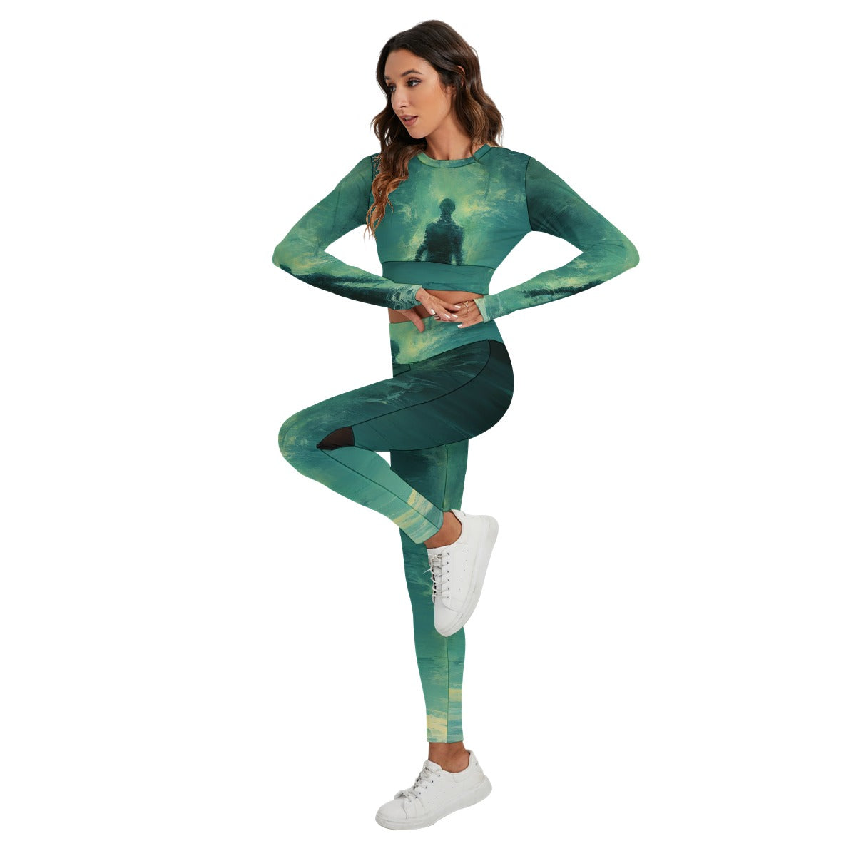 All-Over Print Women's Sport Set With Backless Top And Leggings