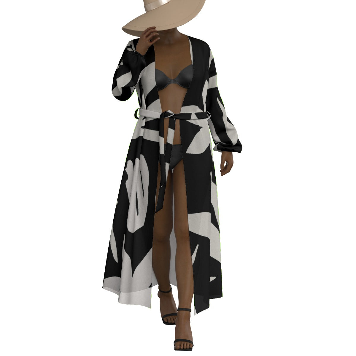 All-Over Print Women's Lace-up Chiffon Robe