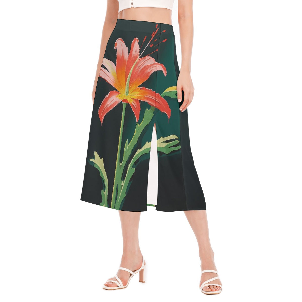 All-Over Print Women's High Slit Long Skirt
