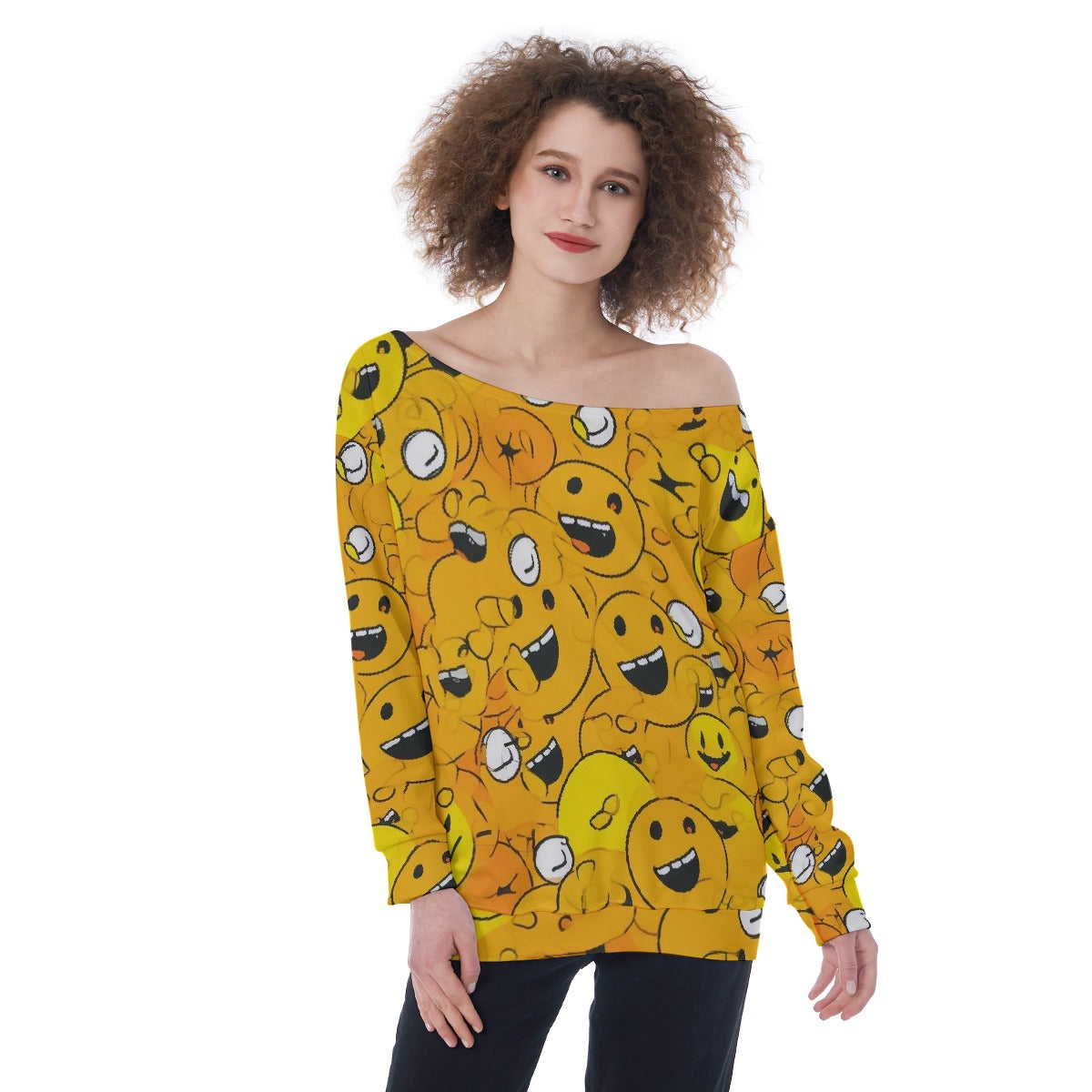 All-Over Print Oversized Women's Off-Shoulder Sweatshirt
