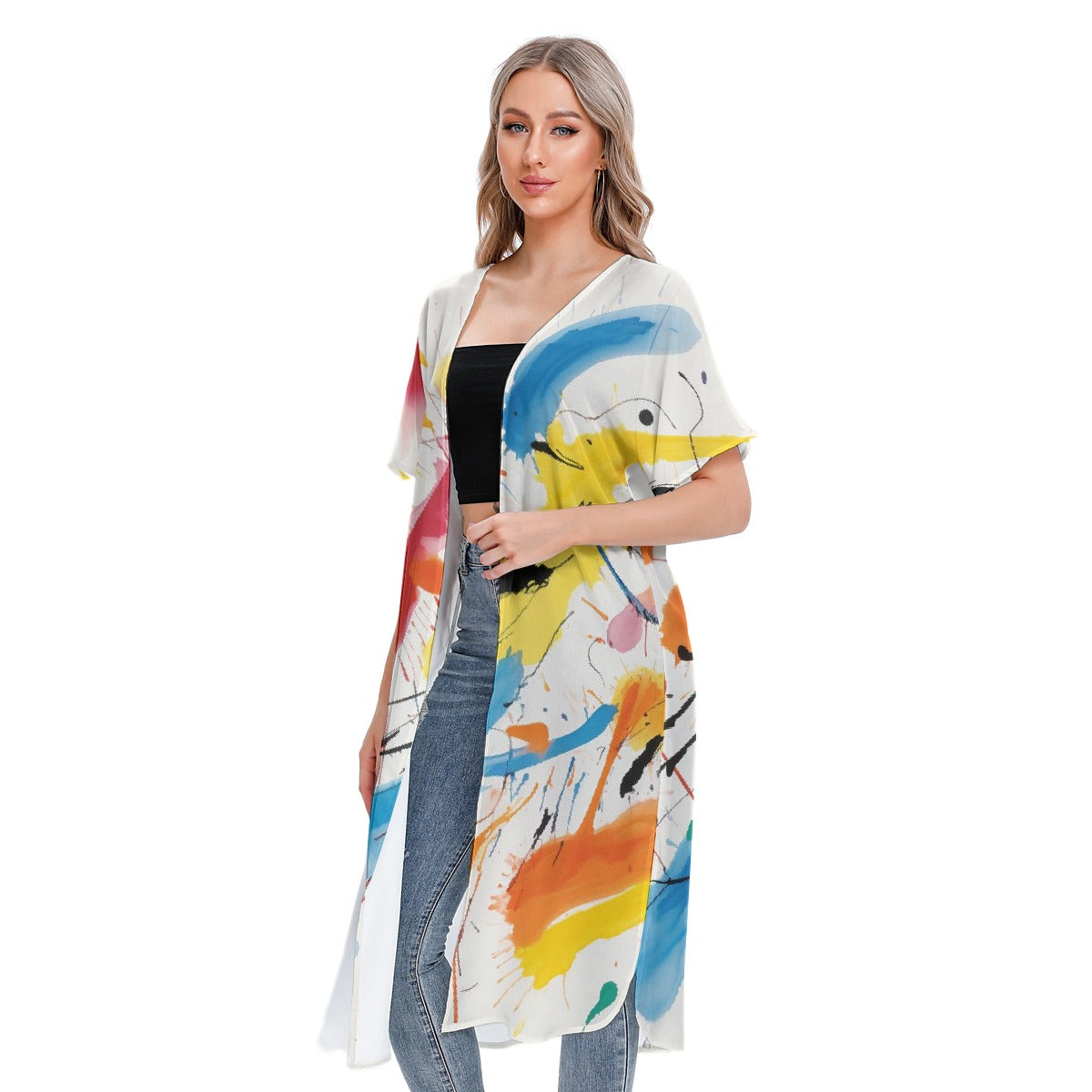 All-Over Print Women's Short Sleeve Cardigan