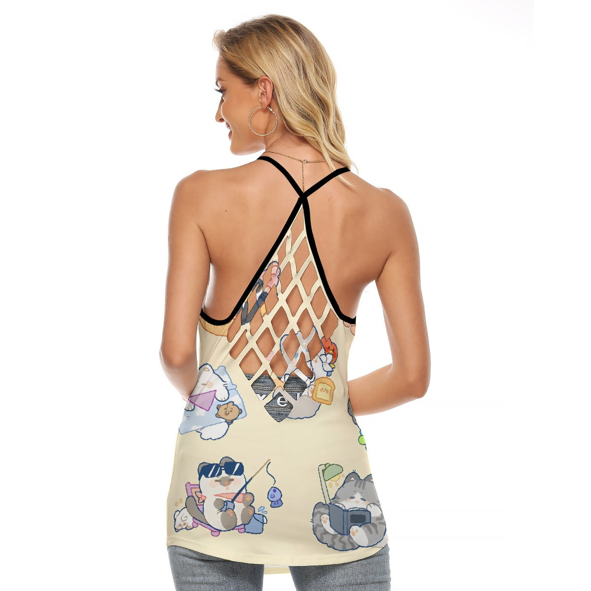 All-Over Print Women's Criss-Cross Open Back Tank Top